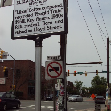 View of marker facing west, at intersection of Main, Weaver, and Roberson
